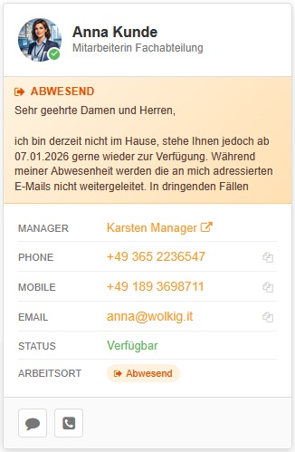 Hover-Card mit Kontaktdetails